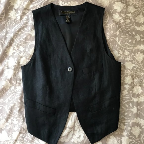 Dana Brooke Black Linen Vest - Picture 7 of 9
